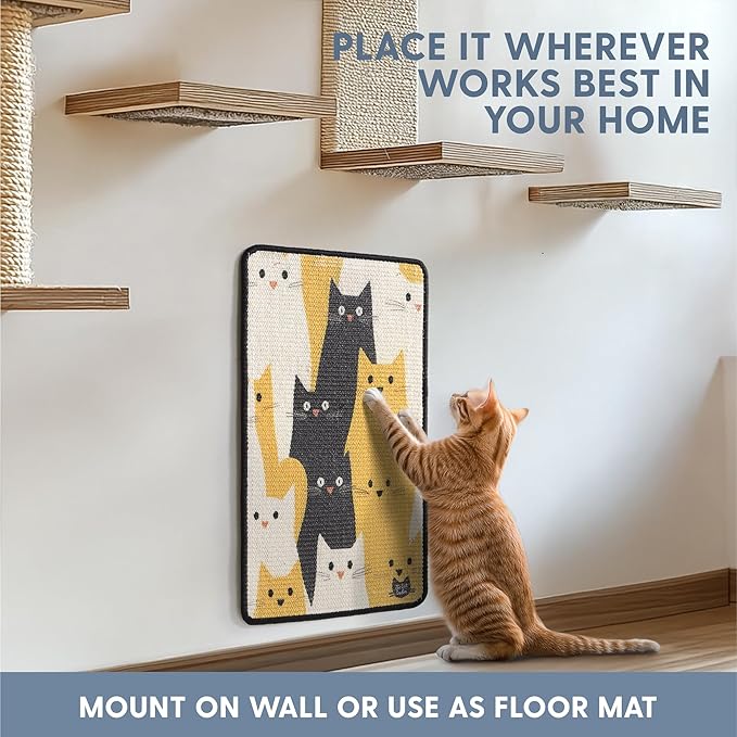 The Cat Ladies Scratching Poster - Wall Scratcher Pads - Scratch Mat Art Print for Indoor Cats - Furniture, Couch, and Carpet Protector - Wall Mounted or Floor Sisal Scratchers