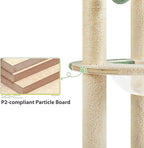 Yaheetech Cat Tree, 35.5in Cat Tower for Indoor Cats, Cat House with Scratching Posts & Padded Perch & Space Capsule, Cute Kitten Tree, Pet Furniture for Kittens, Army Green/Beige