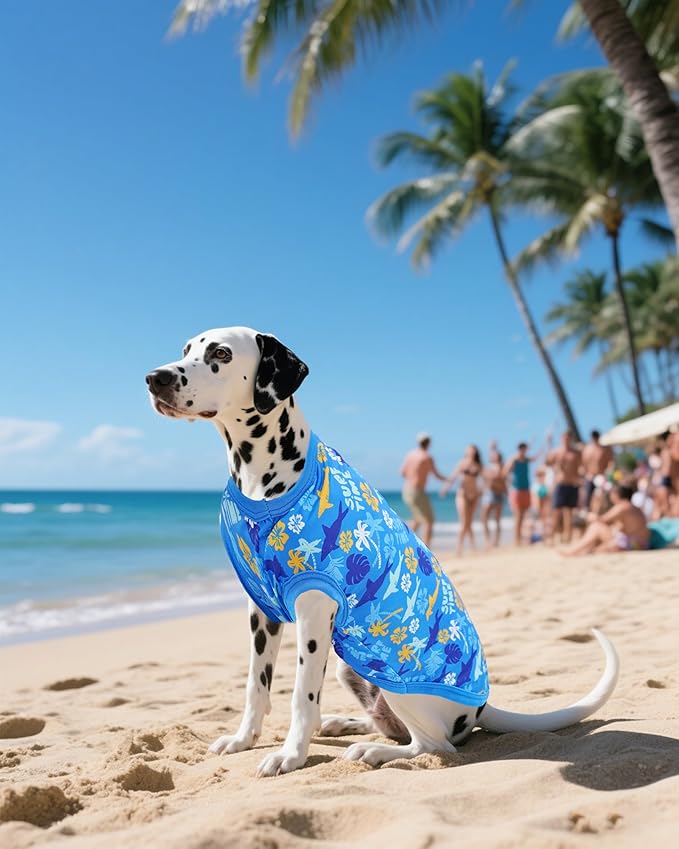 PET SHOW 4 Pack Dog Hawaiian Shirts for Large Dogs UPF 50+ UV Sun Protection Summer Cool Clothes Tank Top Floral Dog T-Shirts Pet Holiday Party Sleeveless Vest Boy Girl(XX-Large)