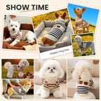 XS Dog Sweater with Cute Bear Pattern, Striped Soft Stretchable Warm Puppy Clothes for Small Dogs Cats, French Bulldog, Chihuahua for Winter(Brown,Medium)