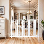 ZENY 36" H Pet Dog Gate, Foldable Freestanding Dog Door 3 Panel, Wooden Z Shape Step Over Pet Fence for Entryway, Stairs, Doorway, White