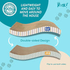 Cats Rock Scratching Board for Indoor Cats, Corrugated Cardboard Cat Scratcher with Catnip, Double-Sided Scratch Pad, Paws & Sardines Wave Design (Pack of 2)