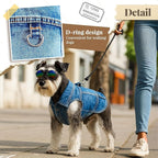 Cool Dog Jean Jacket Vest with D-Ring Blue Denim Dogs Outfits for Small Medium Dogs Cats Boy Male Dog Clothes Costume Dogggie Puppy Harness Coat for Frenchie Walking(Blue with D-Ring,XS)