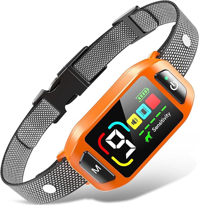 Bark Collar AI Dual-Detection, Instant Quiet Anti Bark Device 4 Training Modes, 30-Day Battery, One-Click Peace, 9-Level Sensitivity Automatic Dog Bark Collar for Large Medium Small Dogs,Orange