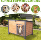 Dog House Outdoor Weatherproof, Sturdy Large Breed Doghouse Anti-Chewing Iron Frames Wood Houses, Dog Shelter for Indoor Puppies, Cats