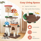 Nightcore Mushroom Small Cat Tree, 57.5" Multi-Level Cat Tower w/Natural Sisal Scratching Posts & Boards, Cat Tree w/Interactive Balls & 2 Cozy Cat Condos for Indoor Cats Large Adult