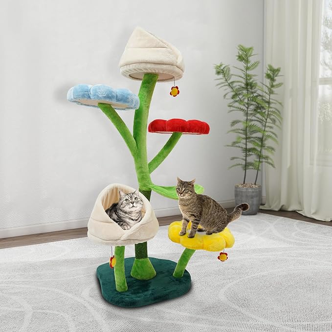 Cat Tree, Multi-Level Cat Tower for Large/Small Cats Climbing Kitty House with Resting Platforms & Scratching Posts Cats Activity Center Cat Climbing High Load Capacity (Multicolor)
