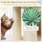 Tangkula Small Cat Tree for Indoor Cats, 26 Inch Cat Tower with Sisal Scratching Posts, Dual Cat Condos with Large Padded Push Perch, Modern Cat Climbing Furniture Activity Center (Beige)