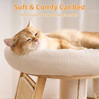 Modern Cat Tree Small Tower with Scratching Post for Indoor, Solid Wood Multifunctional Corner Cat Tree Tower with Bed, Dangling Ball,Interactive Rope, Scratching Board