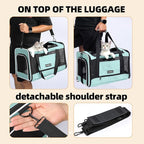 Cat Carrier Soft-Sided Travel Bag for Medium to Large Cats Over 15lbs, Small Dog Carrier Crate Top Entry Breathable Mesh Puppy 12 Pounds, Pet Rabbit Carrying Cage Kennel Collapsible Teal