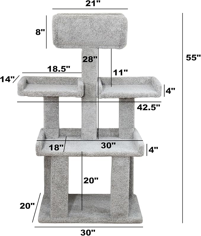 Deluxe Multi-Level Carpet Cat Tower – Handcrafted Cat Furniture for Large Cats