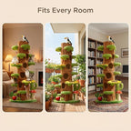 RPZ Cat Tree for Indoor Cats Large Adult, 90-Inch Luxury Cat Tree Paradise with Hiding Spaces, Multi Level Cat Tower for Multiple Cats, Extra Tall Cat Tree for Indoor Cats