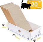 Cat Scratcher Box with Heavy-Duty Double-Sided Cardboard Pad, Cardboard Lounger, Cat Bed for Indoor Cats, Interactive Hole Design, Large - 5 Pack, White