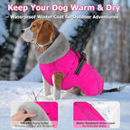 Dogcheer Dog Coat with Pocket, Waterproof Dog Jacket with Adjustable Buckle, Reflective Puppy Winter Coat Warm Turtleneck Fleece SnowJacket for Small Medium Large Dogs - Pink S