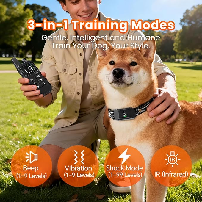 Small Shock Collar for Small Dogs，1300FT Dog Training Collar with Remote，4 Training Modes - IP67 Waterproof Rechargeable, Beep, Vibration, Safe Shock, IR for Small & Medium Dogs(5-30Lbs，Black)