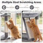 Tangkula Corner Cat Tree, Multi-Level Cat Tower with Top Perches & Cozy Condo, Natural Sisal Scratching Posts & Climbing Ladder, Playful Cat Hole & Hanging Balls, Climbing Play Center (Light Gray)