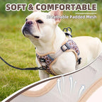 PUPTECK No Pull Dog Harness Small Sized Dog, Adjustable Reflective Escape Proof Easy Control, Comfortable Soft Padded Step in Pet Vest Harness, Brown Leopard, S