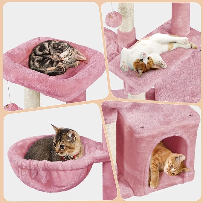 Topeakmart 34''H Cat Tower, Cute Cat Tree with Condo Nest Platform Scratching Posts, Activity Center for Indoor Cats Play & Rest