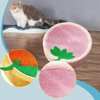 Cat Scratcher Bed Cat Scratch Pad Cartoon Anti Slip Mat Sisal Scratcher for Indoor Cats to Play, Rest, Grind Kitten Training, Strawberry