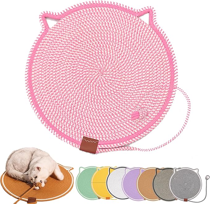 Celery Pets, Dual Scratching Pad for Cats, Celery Pets Cat Scratcher Mat, Natural Cotton Rope Cat Scratching Mat, Scratching Pads for Indoor Cats (Pink,17in)