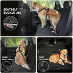 Pawaboo Dog Seat Belt Harness for Car, Dog Car Harness Seatbelt with Double Clips, Adjustable Breathable Pet Vest & Dogs Safety Tether with Elastic Bungee for Small Medium Large Pet, S, Black