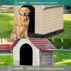 YITAHOME Plastic Dog House, Waterproof Indoor Outdoor Doghouse for Large or Small Dog, with Air Vents and Elevated Floor, Easy Assemble and Clean