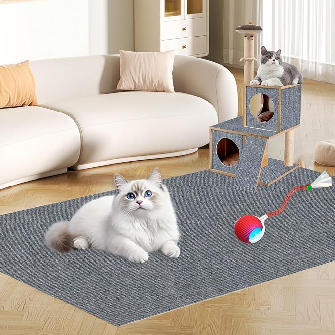 Cat Scratch Furniture Protector, 78.7x15.8inch Adhesive Cat Scratch Pad Deterrent for Furniture, DIY Climbing Cat Scratcher Couch Protector from Cat Claws Scratching for Indoor (Gray)