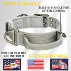 ADITYNA Heavy Duty Dog Collar for Large Dogs - Reflective Gray Collar with Handle for Training, and Walking - Wide, Thick, Tactical, Soft Neoprene Padded