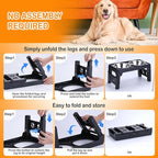 Elevated Dog Bowls, Raised Bowl with 2 Stainless Steel Food Bowls, Dog Bowls Stand Adjusts to 5 Heights 2.95", 8.46", 9.65", 10.82", 12.01" for Small Medium Large Cats Pets,Black