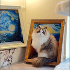 Oil Painting Cat House with Scratcher,Cat Bed Art Picture Frame Scratching Board Playing Tent Box, Assemble Kitty Couch Cave Condo Creative Pets Furniture - Kitty Living in Famous Painting (Field)