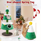 60" Christmas Cat Tower with 2-Level Cat Condos, Premium Scratching Posts,Star Design, Play Center for Kittens, Festive Cat Hideaway Furniture, Green