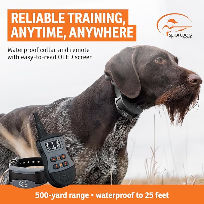 SportDOG Brand SportTrainer 575 Remote Trainer - Bright, Easy to Read OLED Screen - 500 Yard Range - Waterproof, Rechargeable Dog Training Collar with Tone, Vibration, and Static, Black