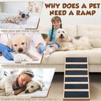 Dog Ramp for Bed, Foldable 4 Height Adjustable from 16" to 24" Pet Ramp for Couch, Small to Large Dog Bed Couch Car Stairs Ramp for Dog Get on Bed Truck SUV Up to 132LBS