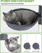 Multi-Level Cat Tree Tower for Indoor Cats, 67 inch Tall XL Heavy Duty Climbing Tower with 3 Large Platform, Scratching Post, Hammock, Kitty Condo for Multiple Cats, Extra Large Cat Trees, Dark Grey