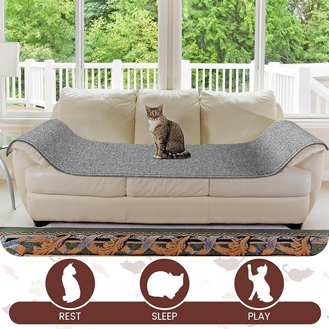 59" x 15.7" Thickened Cat Wall Climbing Carpet Large Cat Scratcher Mat Carpet with 5 Pcs Fixed Nails Wall Furniture Scratching Post Couch Sofa Protector