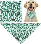 St. Patrick's Dog Bandana, UP URARA PUP Shamrock Triangle Bid Scarf for Medium Large Dogs, Cotton Kerchief for Girl Boy Puppies, Cute Spring Green Bandana,L