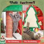 KAMABOKO Christmas Cat Tree Cat Tower with Cat Condos, 33.5" Multi-Level Top Perches, Sisal Ramp Scratching Posts, Cozy Basket, Hammocks, Large Cats Pet Activity Structure