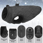 SCENEREAL Winter Dog Vest Coat with Harness Built In, Warm Puppy Jacket for Small Medium Dogs, Cold Weather Coat with Zipper, Fleece Puffer Vest Windproof Snow Clothes