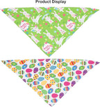 ADOGGYGO 4 Pack Easter Dog Bandana Triangle Dog Scarf Rabbit Easter Egg Pattern Pet Bandana for Medium Large Dogs Pets (Large)