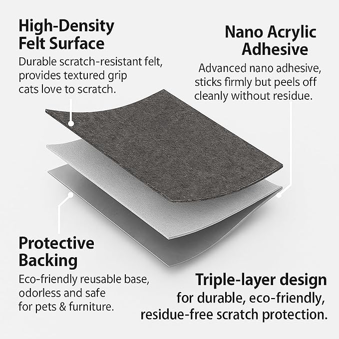 Couch Cat Scratch Protector 78.7"x15.8" – Adhesive Cat Scratch Pad, Cuttable Furniture Protector for Sofa Arms, Sides, Chair Backs & Bed Edges,Dark Gray
