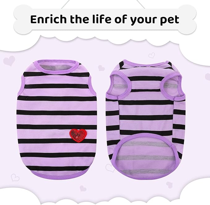 Dog Shirts for Large Dogs, Striped T-Shirts Pets Vest Pet Apparel Tee Shirts Dog Tank Top Spring Summer Suitable for Chihuahua French Bulldog Bichon Shih Tzu