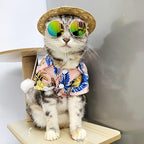 Pet Shirt Summer Breathable Pet Dog Hawaiian Costume Pet Cat Sunglasses Hawaii for(Pink)