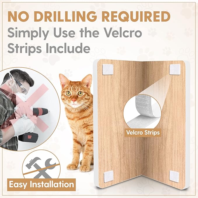 Handy Hound Cat Corner Scratcher - Innovative Cat Scratch Pad for Wall and Corner - Durable and Fun Cat Wall Scratcher for Sharp Claws - White