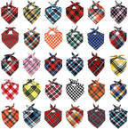 Segarty Dog Bandanas, 30 Pack 22.8"x15.7" Pet Scarf Triangle Plaid Bibs Accessories Bulk for Medium Small Dogs Cats Large Puppy Dogs, Washable Adjustable Reversible Boy Pets Birthday Kerchief