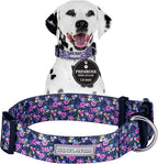 Lucky Love Dog Wide Dog Collar - Adjustable, Durable, Soft Webbing, & Comfortable 1.5 inch Wide Collar for Dogs Male and Female with Strong Buckle - Primrose, Medium