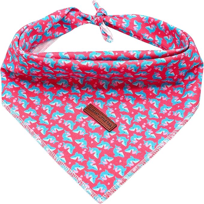 Elegant little tail Dog Bandana, Valentine's Day 1PC Washable Dog Scarf Female or Male Square Bib Kerchief Scarf Adjustable Pet Bandana for Medium Large Dogs