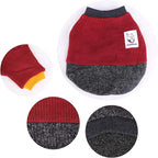 iChoue Pet Dog Crewneck Sweater Color Block Pullover Winter Warm Clothes for English Bulldog Bully Pitbull - Red and Black/XLarge