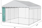 DWVO 14.8'x14.8' Dog Kennel Outdoor with Rotating Feeder Bowls, Outdoor Dog Pens with Roof, Heavy Duty Dog House for Medium Large Dogs