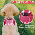 PUPTECK Dog Harness for Puppy and Small Sized Dogs, Step-in No Pull Soft Mesh Vest Harness for Cats Small Pets Walking, Fuschia, New XXS