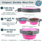Loving Pets - Bella Roma Double Diner Portable Travel Dog Bowls Collapsible Combined Dog Food & Water Bowls (Pink, Medium)